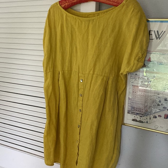 Italian Linen Tunic in Marigold Yellow Size M, EUC - Picture 2 of 9